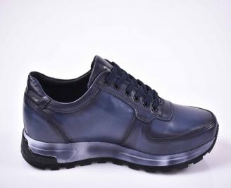 Мъжки спортно елегантни обувки естествена кожа сини EOBUVKIBG