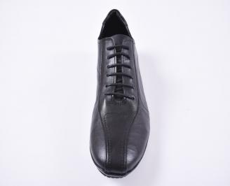 Мъжки елегантни обувки естествена кожа черни EOBUVKIBG
