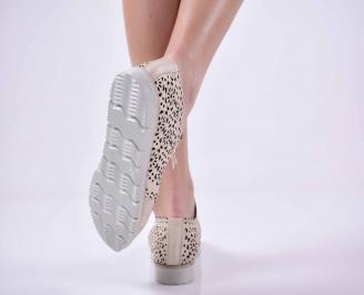 Дамски ежедневни обувки естествена кожа бежови EOBUVKIBG 3