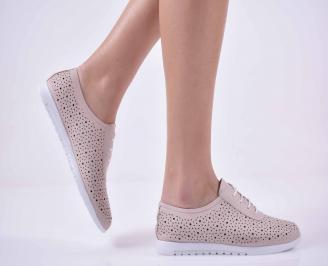 Дамски ежедневни обувки естествена кожа пудра EOBUVKIBG