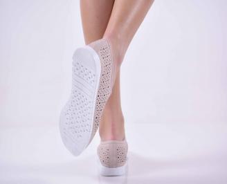Дамски ежедневни обувки естествена кожа пудра EOBUVKIBG 3