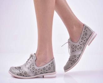 Дамски ежедневни обувки сиви естествена кожа EOBUVKIBG