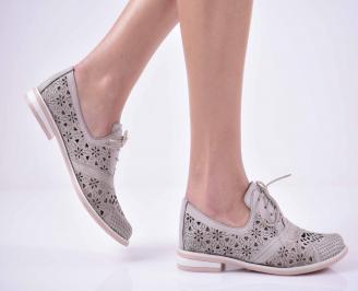 Дамски ежедневни обувки сиви естествена кожа EOBUVKIBG