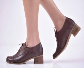 Дамски ежедневни обувки естествена кожа стабилен ток кафяви