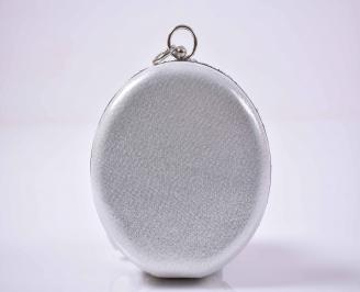 Елегантна абитуриентска чанта комбинация едър брокат ситен брокат среб