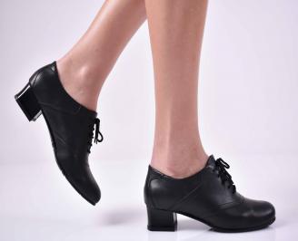 Дамски ежедневни обувки естествена кожа стабилен ток черни EOBUVKIBG