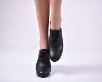 Дамски ежедневни обувки естествена кожа стабилен ток черни EOBUVKIBG