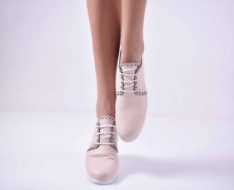 Дамски ежедневни обувки естествена кожа пудра EOBUVKIBG