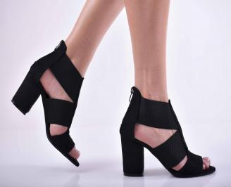 Дамски елегантни сандали велур черни EOBUVKIBG