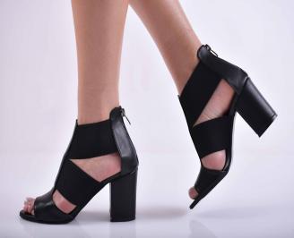 Дамски елегантни сандали кожа черни EOBUVKIBG