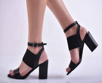 Дамски елегантни сандали кожа черни EOBUVKIBG