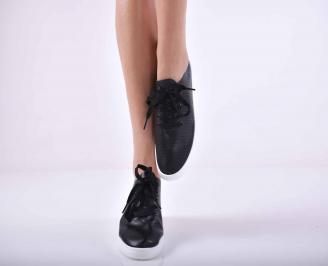 Дамски спортни обувки кожа черни EOBUVKIBG