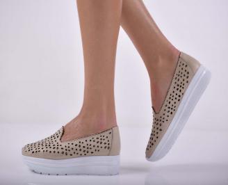 Дамски обувки  произведени България естествена кожа бежови EOBUVKIBG