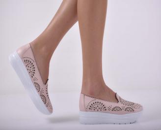 Дамски обувки  естествена кожа пудра EOBUVKIBG