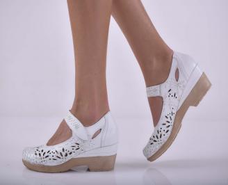 Дамски ежедневни обувки  произведени България естествена кожа бели EOBUVKIBG