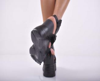 Дамски сандали на платформа черни EOBUVKIBG 3
