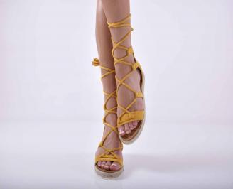 Дамски равни сандали жълти EOBUVKIBG