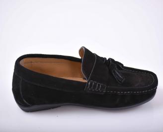 Мъжки спортно елегантни обувки  естествен велур черни 3