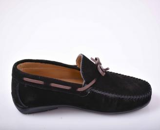 Мъжки спортно елегантни обувки  естествена велур черни