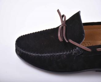 Мъжки спортно елегантни обувки  естествена велур черни