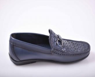 Мъжки спортно елегантни обувки  естествена кожа сини 3