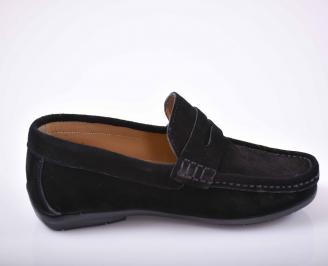 Мъжки спортно елегантни обувки  естествен велур черни