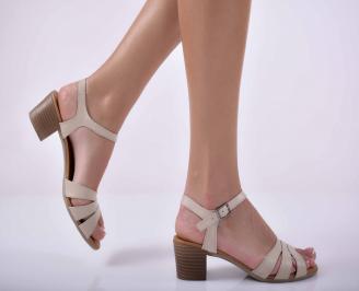 Дамски елегантни сандали естествена кожа бежови EOBUVKIBG