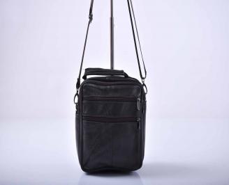 Мъжка чанта естествена кожа черна  EOBUVKIBG