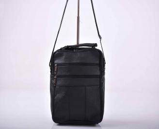 Мъжка чанта естествена кожа черна  EOBUVKIBG
