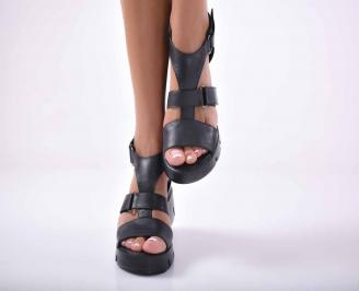 Дамски сандали на платформа естествена кожа черени EOBUVKIBG
