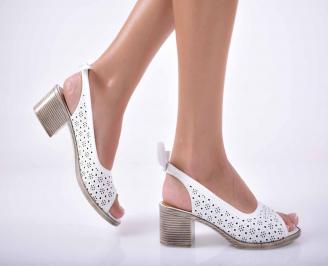 Дамски сандали елегантни естествена кожа бели EOBUVKIBG