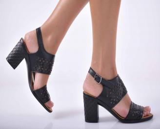 Дамски сандали елегантни  естествена кожа черни EOBUVKIBG