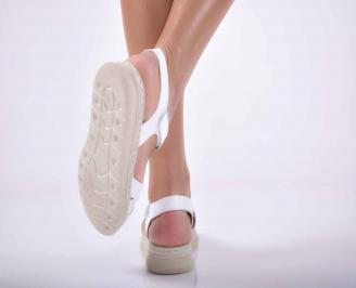 Дамски сандали  равни естествена кожа бели EOBUVKIBG 3