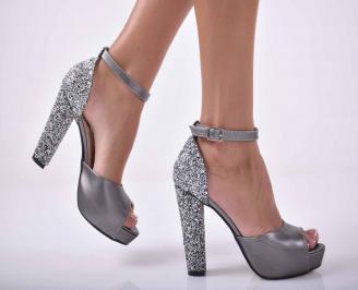 Дамски елегантни сандали сиви EOBUVKIBG
