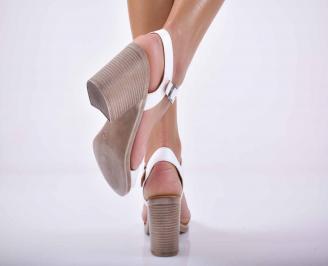 Дамски елегантни сандали естествена кожа бели EOBUVKIBG 3
