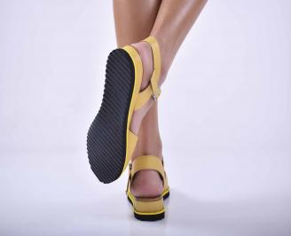 Дамски равни сандали естествена кожа жълти 3