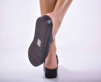 Дамски  сандали равни естествена кожа черни EOBUVKIBG 3