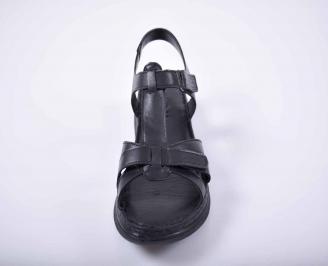 Дамски сандали гигант естествена кожа черен EOBUVKIBG
