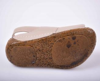 Дамски равни сандали гигант естествена кожа бежови EOBUVKIBG