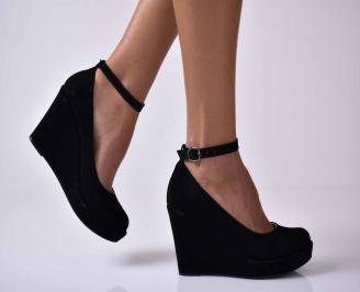 Дамски елегантни  обувки на платформа черни  EOBUVKIBG