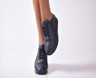 Дамски ежедневни обувки естествена кожа сини EOBUVKIBG