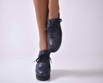 Дамски  обувки на платформа  естествена кожа сини EOBUVKIBG