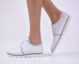 Дамски обувки равни 501-2614 естествена кожа бели EOBUVKIBG