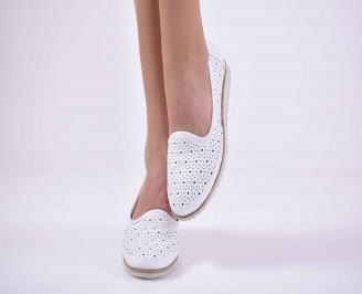Дамски обувки равни естествена кожа бели EOBUVKIBG