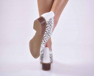Дамски ежедневни обувки естествена кожа бели EOBUVKIBG 3