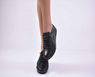 Дамски обувки равни естествена кожа черни EOBUVKIBG