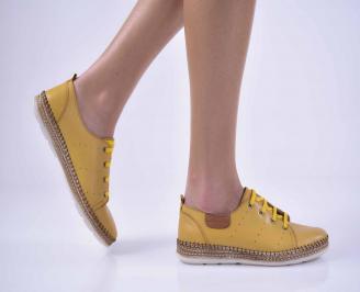Дамски обувки равни 501-2649 естествена кожа жълти EOBUVKIBG
