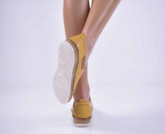 Дамски обувки равни 501-2649 естествена кожа жълти EOBUVKIBG