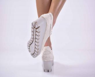 Дамски обувки на платформа  естествена кожа с ортопедична стелка бежови EOBUVKIBG 3