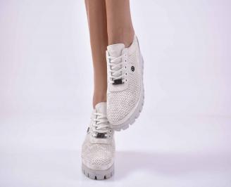 Дамски обувки на платформа  естествена кожа с ортопедична стелка бежови EOBUVKIBG
